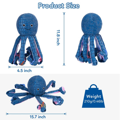 Octupus Squeaky Dog Toys, Blue Interactive Dog Toys, Funny Dog Toy, Tug of War Dog Toy for Dogs, Blue