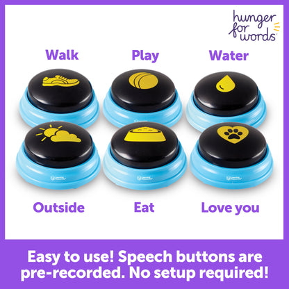 Talking Pet Essential Words 6-Piece Buttons for Dog Communication, Dog Toys