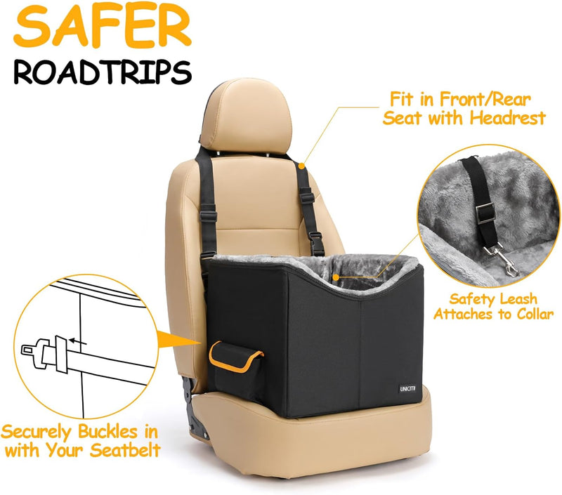 Elevated Dog Booster Car Seat Pet Travel Carrier With Adjustable Straps