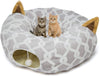 Large Cat Tunnel Bed with Plush Cover, 10 Inch Diameter, 3 Ft Length - Great for Cats, and Small Dogs, Gray