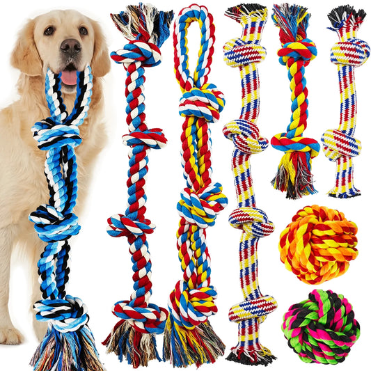  12 Pack Indestructible Dog Rope Toys for Large Breeds, Heavy Duty Dental Cotton Rope Dog Toys