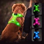 LED Dog Harness, Lighted up USB Rechargeable Pet Harness, Illuminated Reflective Glowing Dog Vest Adjustable Soft Padded No-Pull Suit for Small Medium Large Dogs (Green, S)