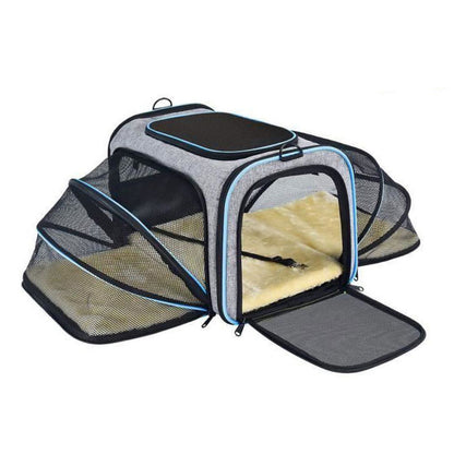 Pet Travel Bag Airline Approved Expandable Foldable 3 Doors 2 Reflective Tapes