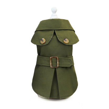 Stylish Detective Dog Coat With Belt Buckle