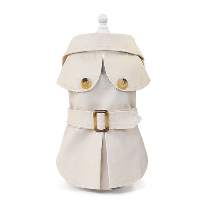 Stylish Detective Dog Coat With Belt Buckle