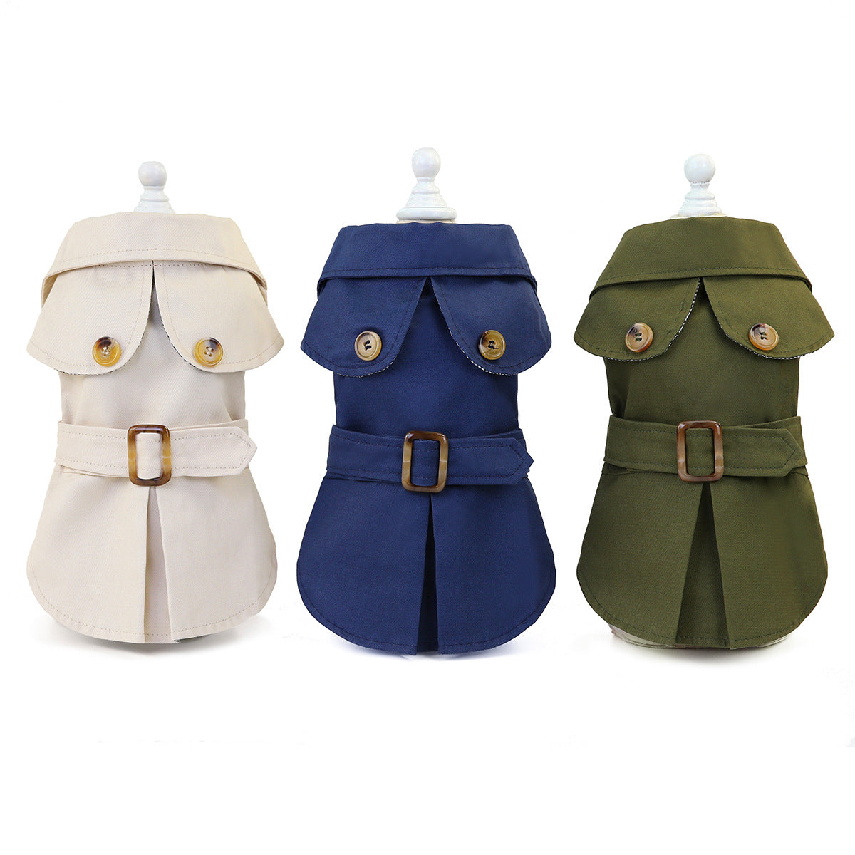 Stylish Detective Dog Coat With Belt Buckle