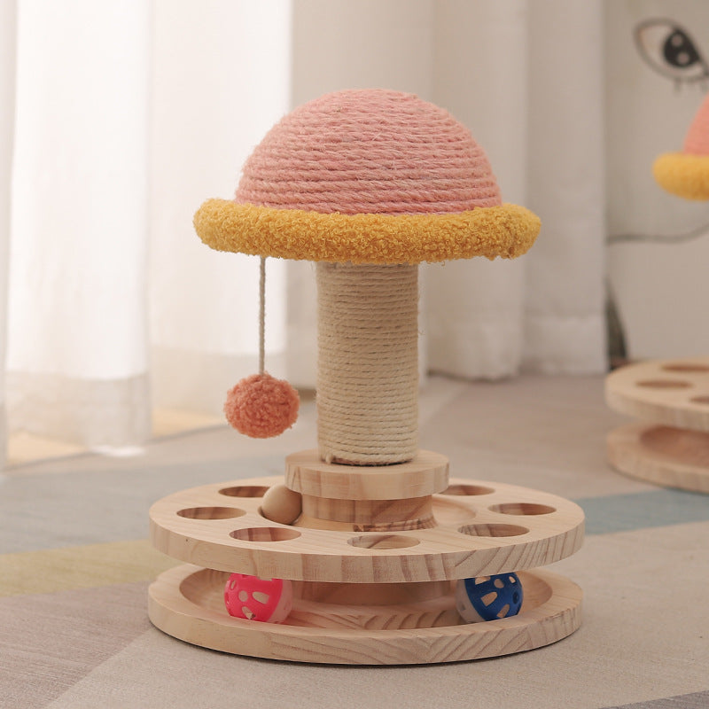 Solid Wood Turntable Cat Toy Sisal Grinding Claw