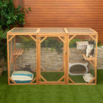 Large Cat Cage, Wooden Cat Catio Enclosure, Indoor and Outdoor Pet Playpen