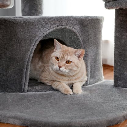 Multi-Functional Large Cat Tree with Super Large Condo, Spacious Top Perch, Sisal Scratching Post and Cat Interactive Toy For Big and Fat Cats