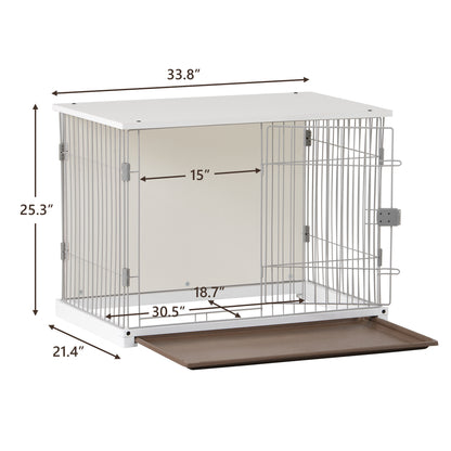 Elegant Wooden White Dog Cage