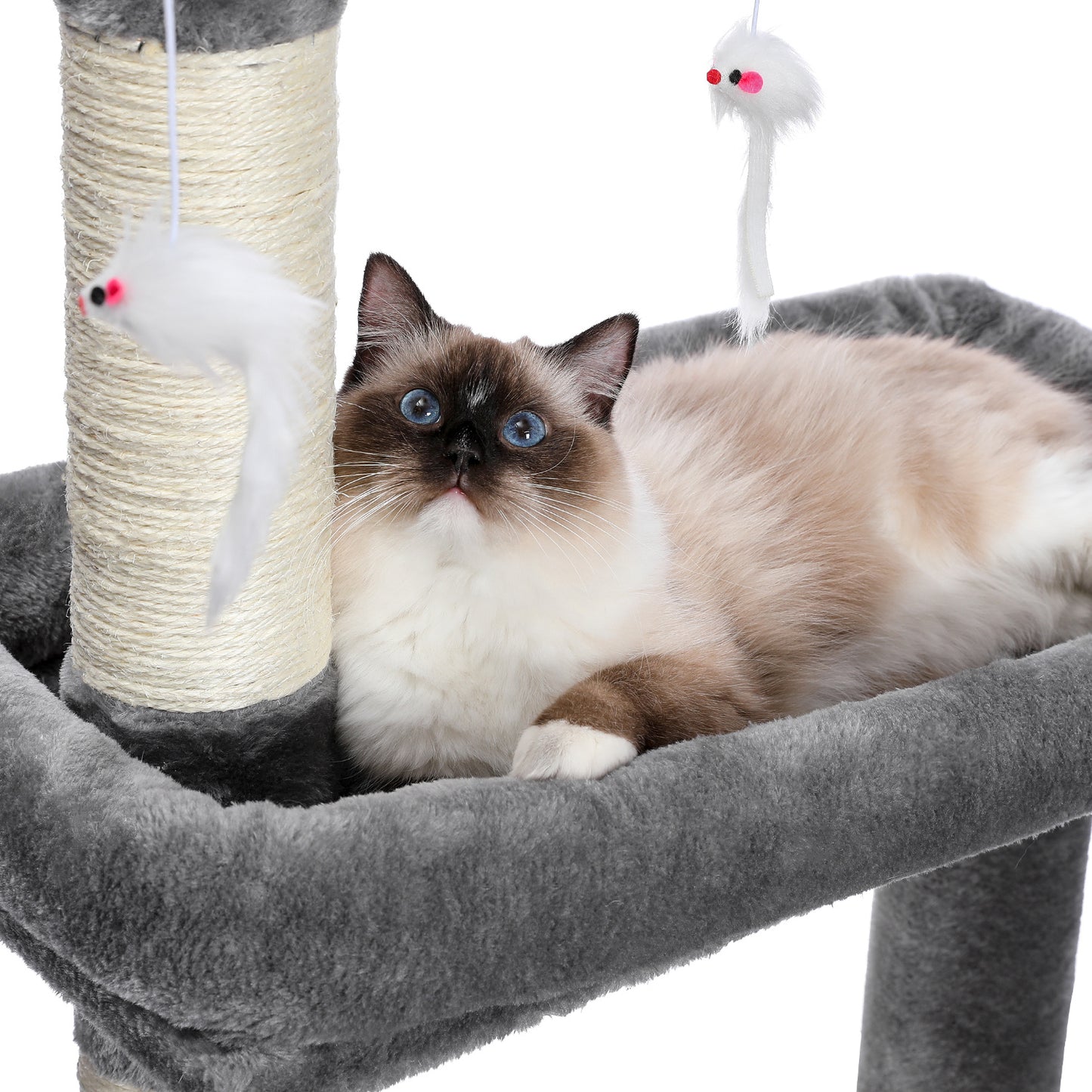 Multi-Functional Large Cat Tree with Super Large Condo, Spacious Top Perch, Sisal Scratching Post and Cat Interactive Toy For Big and Fat Cats