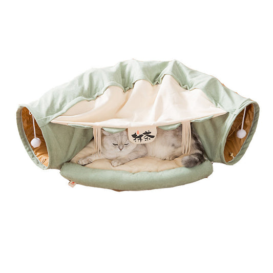 Cat Tunnel Toy Bed with Cushion