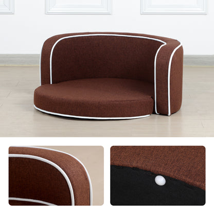 Round Pet Sofa, White Roller Lines