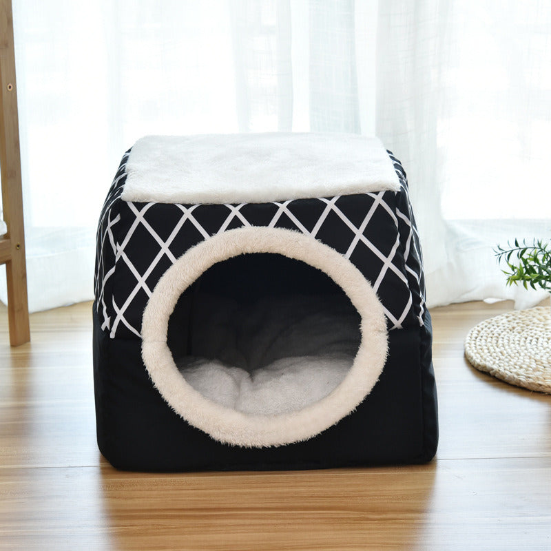 Pet Cat Bed Cube Indoor Cats House, Warm Small Kitten Nest Collapsible Cat Cave Cute Sleeping Mat Comfortable Cushion Cats Bed