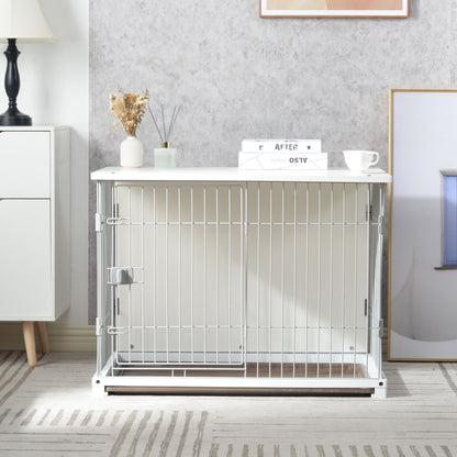 Elegant Wooden White Dog Cage