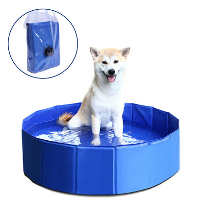 Foldable Dog Padding Pool Swimming Pool Puppy Cat Bath Tub Outdoor Portable Pet Garden Water Pond Ideal for Pets L Size 120*30cm