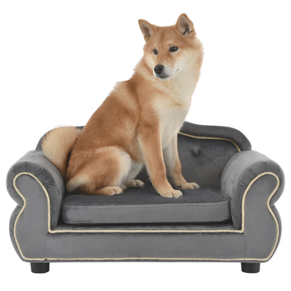 Pet Velvet Sofa With Wooden Frame