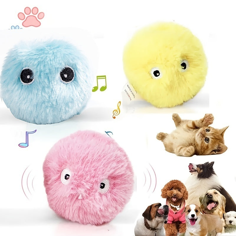 Cat Fluffy Interactive Ball | Squeaky Torch Sound Toy Pack of 3