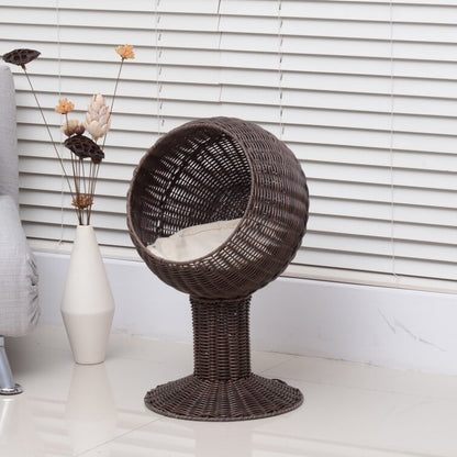 Modern Cat Bed Fancy Design Espresso Color Wicker Lounge