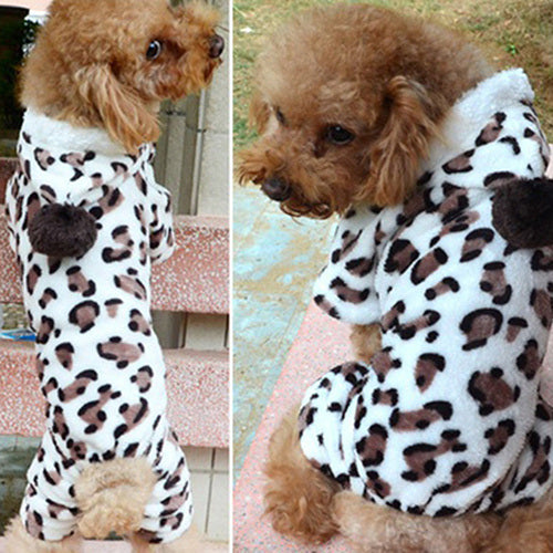 Leopard Hoodie Jumpsuit Doggy Pajamas Outwear