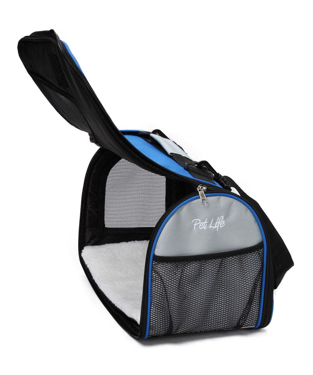 Zippered Sporty Mesh Pet Carrier - Blue