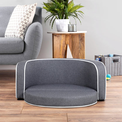 Round Pet Sofa, White Roller Lines