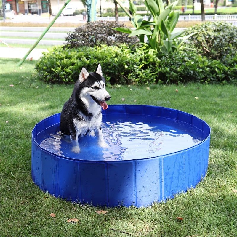 Foldable Dog Padding Pool Swimming Pool Puppy Cat Bath Tub Outdoor Portable Pet Garden Water Pond Ideal for Pets L Size 120*30cm