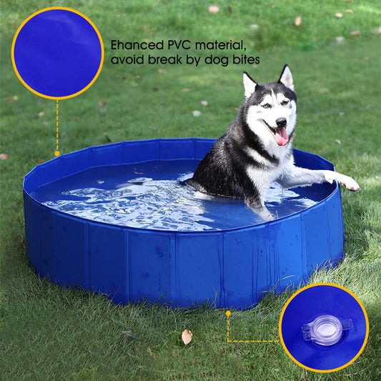 Foldable Dog Padding Pool Swimming Pool Puppy Cat Bath Tub Outdoor Portable Pet Garden Water Pond Ideal for Pets L Size 120*30cm