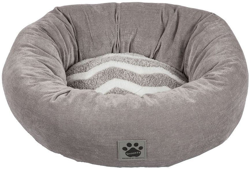 Precision Pet Snoozz ZigZag Donut Pet Bed Gray And White 17inch wide