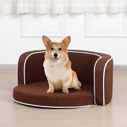 Round Pet Sofa, White Roller Lines