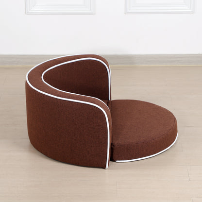 Round Pet Sofa, White Roller Lines