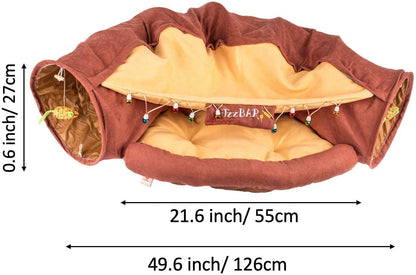 Cat Tunnel Toy Bed with Cushion