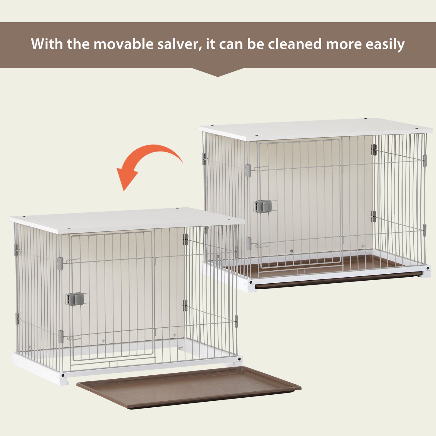 Elegant Wooden White Dog Cage