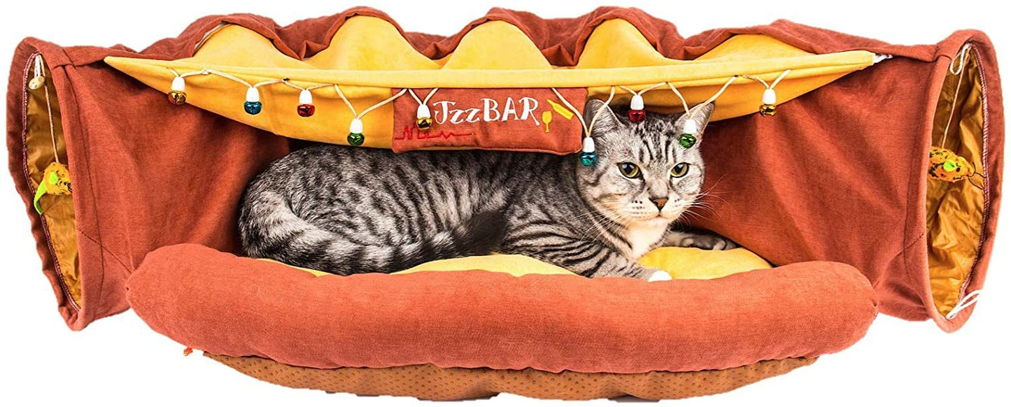 Cat Tunnel Toy Bed with Cushion