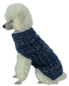 Classic True Blue Heavy Cable Knitted Ribbed Fashion Dog Sweater