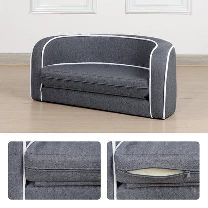 Round Pet Sofa, White Roller Lines