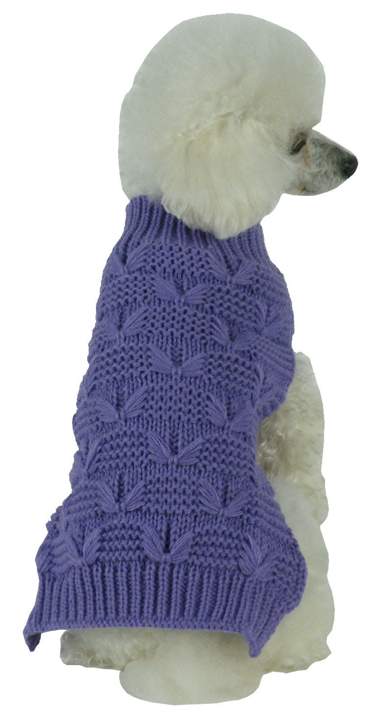 Butterfly Stitched Heavy Cable Knitted Fashion Turtle Neck Dog Sweater