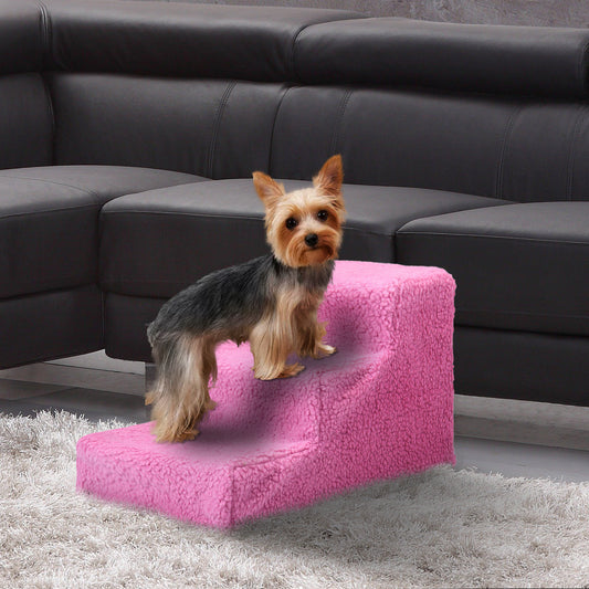 3 Steps Pet Stairs for Dogs and Cats - Dark Pink