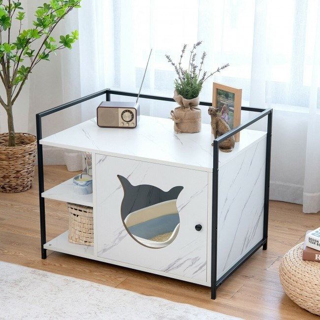 The 2-in-1 Hidden Cat Washroom And Side Table Furniture Cabinet