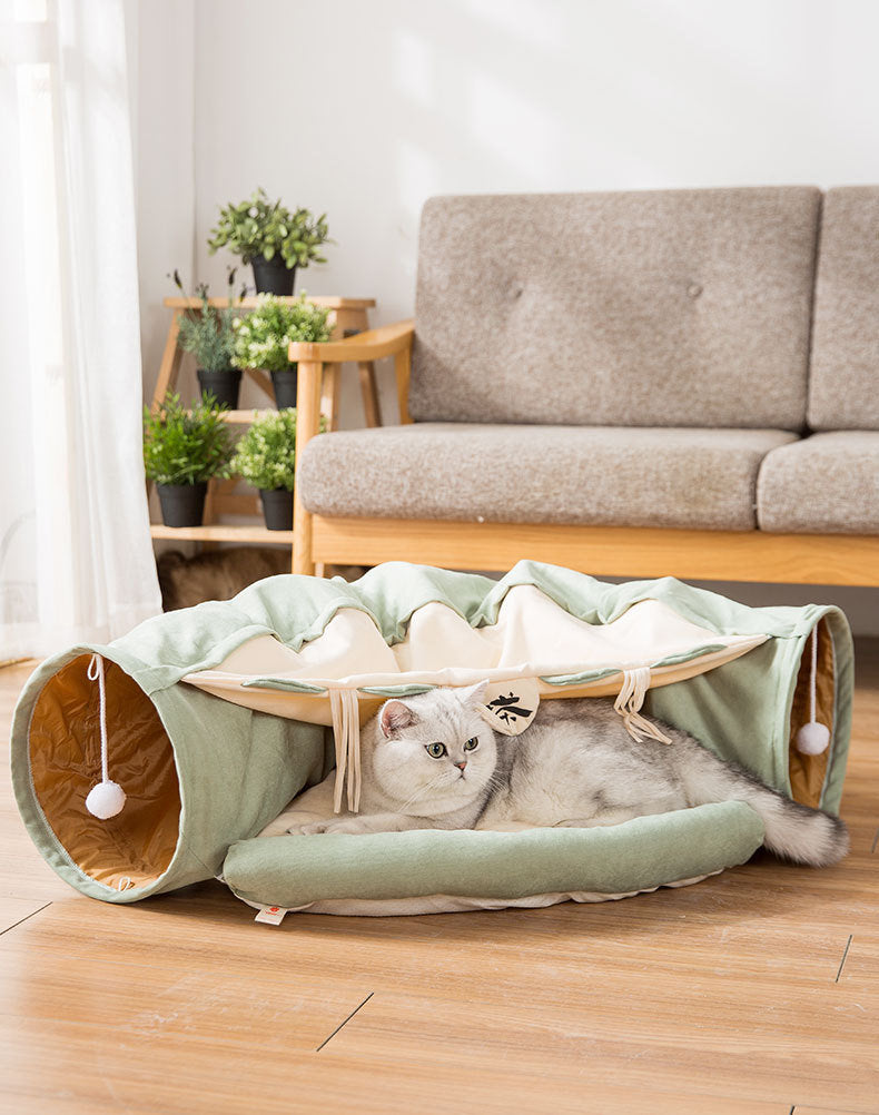 Cat Tunnel Toy Bed with Cushion