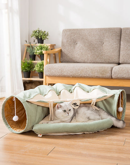 Cat Tunnel Toy Bed with Cushion