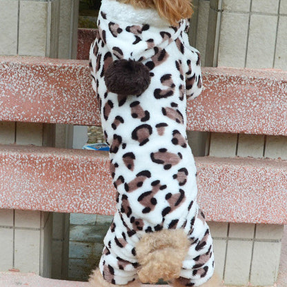 Leopard Hoodie Jumpsuit Doggy Pajamas Outwear