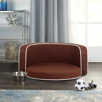 Round Pet Sofa, White Roller Lines