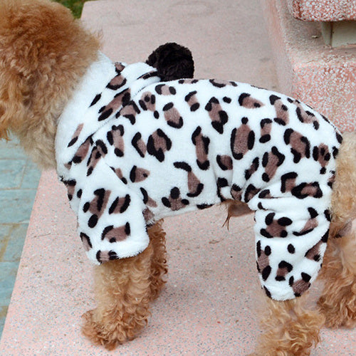 Leopard Hoodie Jumpsuit Doggy Pajamas Outwear