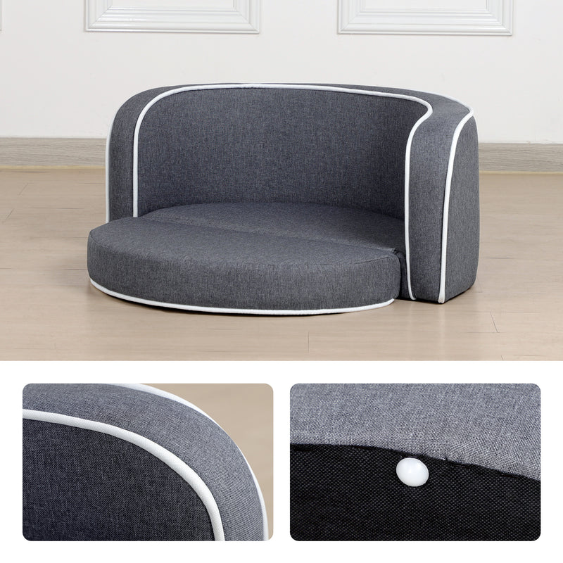 Round Pet Sofa, White Roller Lines