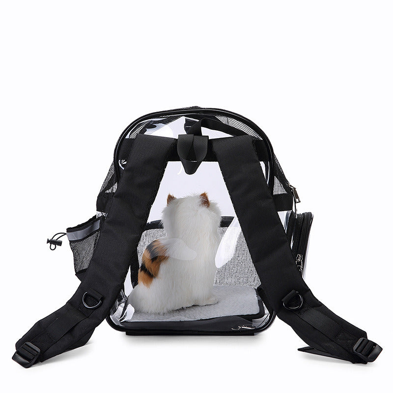 Transparent Pet Backpack Cat Backpack Carrier for Small Dog Kittens Breathable Mesh Window Travel Carrier Bag Weight up To 10lbs for Puppy Kitty Travel