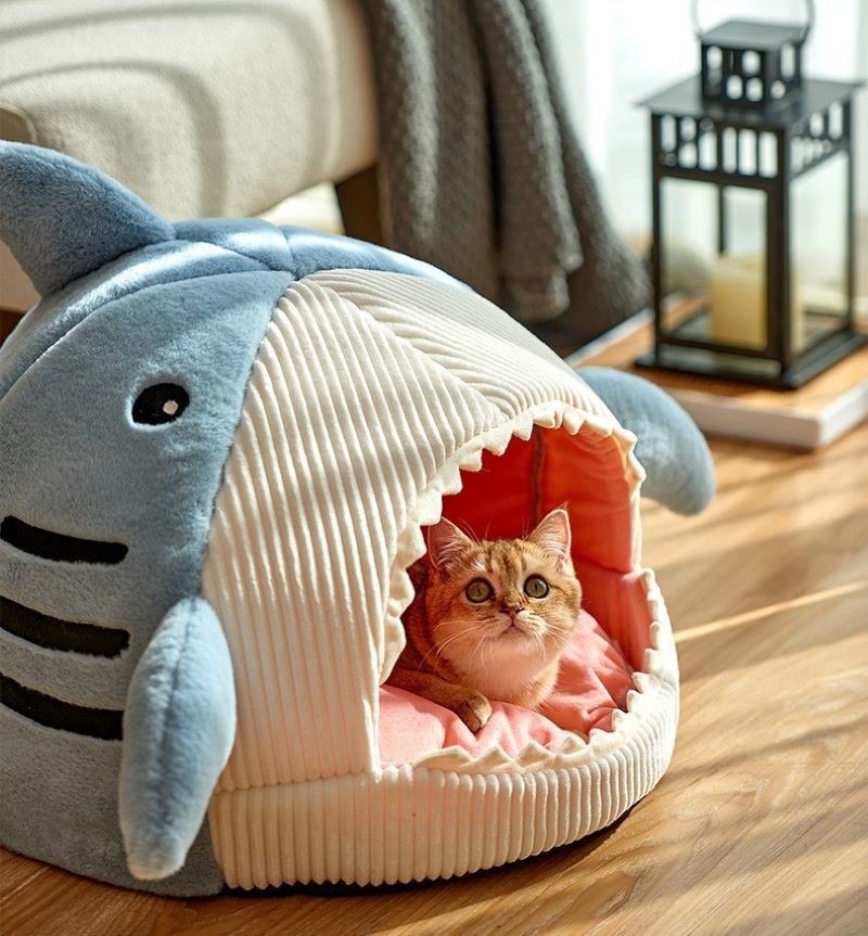 Shark Cat House Cute Pet Sleeping Bed