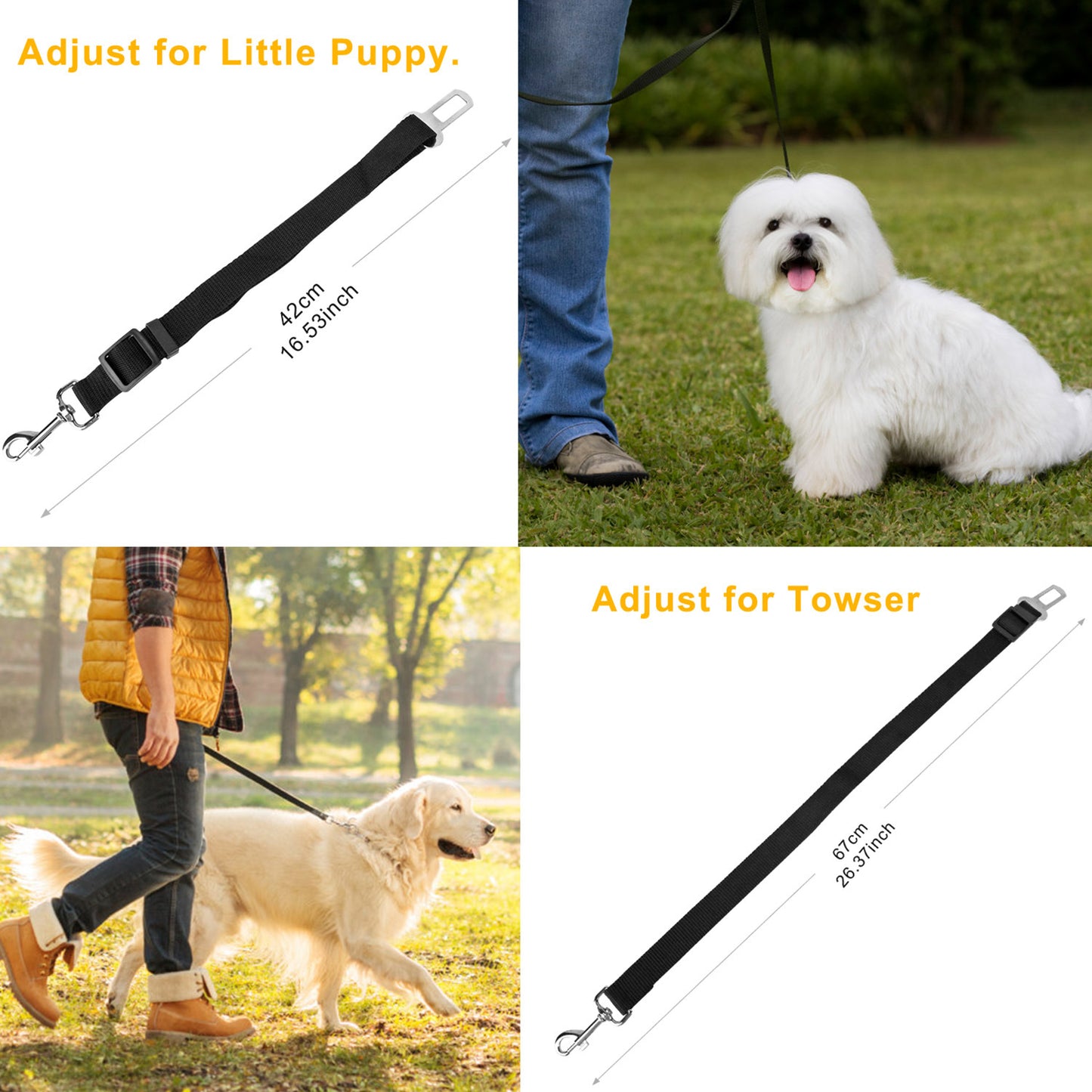 Pet Dog Car Seat Belt Leash Adjustable 2pc