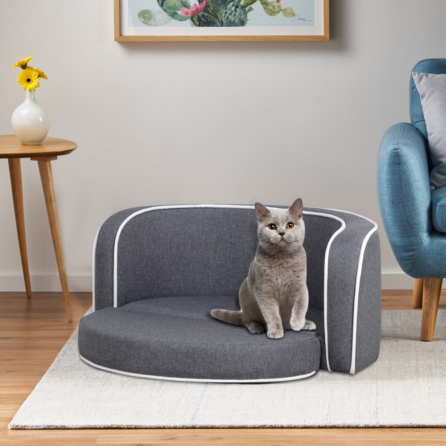 Round Pet Sofa with Cushion