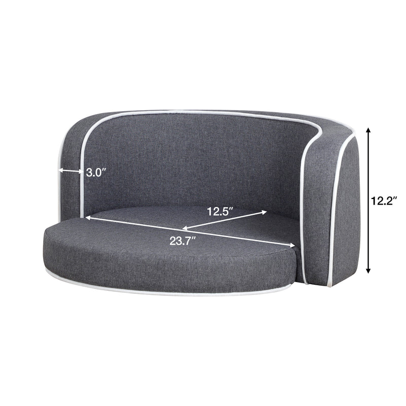 Round Pet Sofa, White Roller Lines